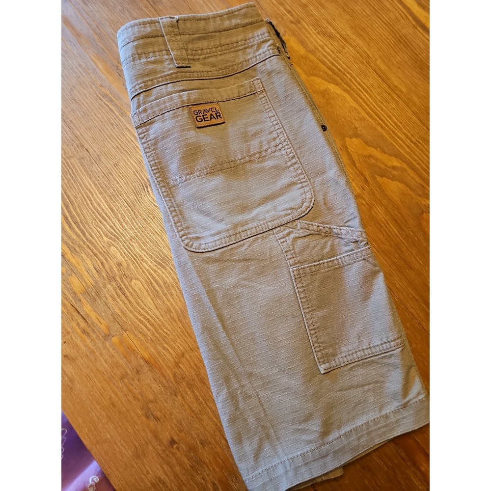 Gravel Gear Shorts Mens 42x10 Brown Canvas Carpenter Hammer Loop Distressed